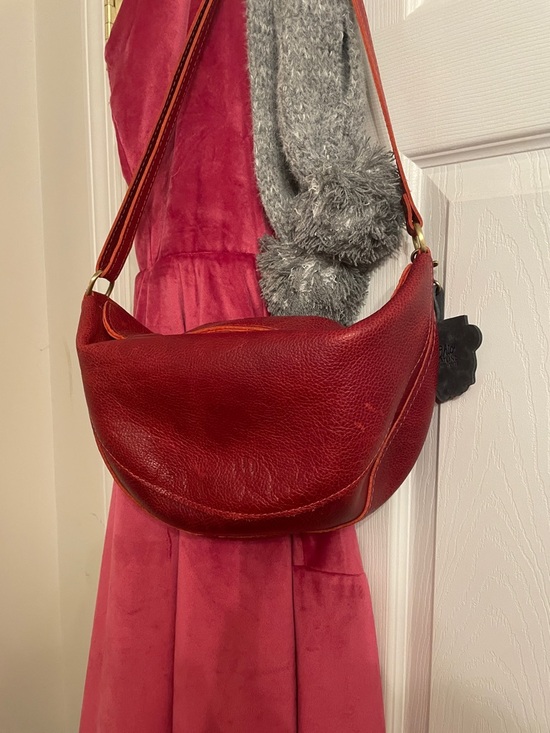 Portland Leather Handbags - Portland Leather Red Curved Hobo Shoulder Bag